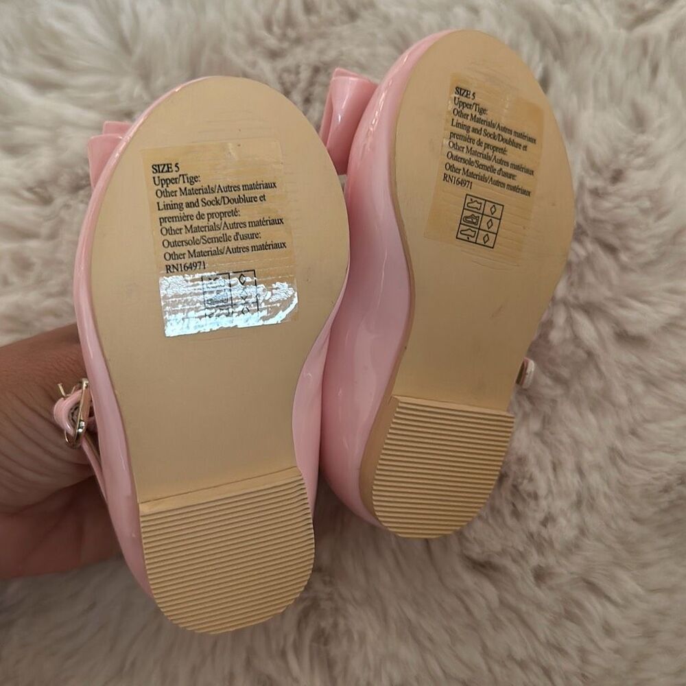 Janie & Jack Patent Bow Ballet Flat in Cotton Candy Pink Size 5 - Picture 4 of 5